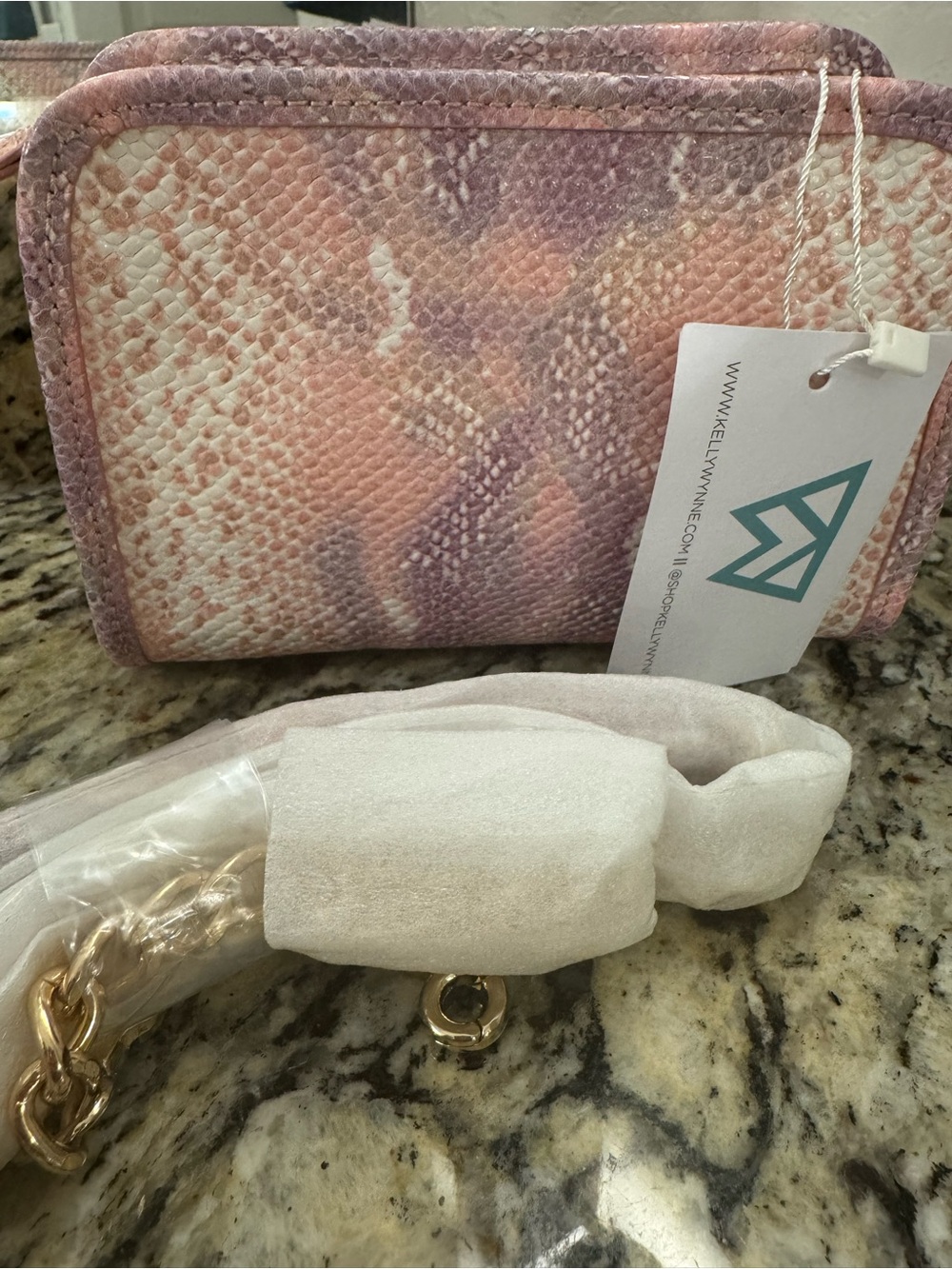 Pink Snake-Print Crossbody Bag